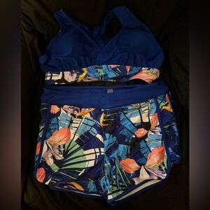 Swim Lushoire Summer Beach Plus Size Tropical Print Halter Bikini Set